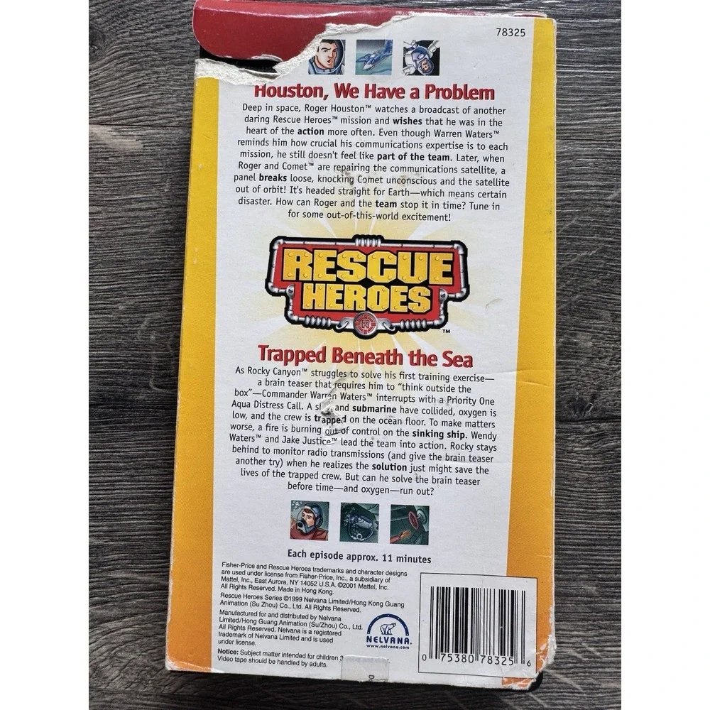 VHS~Fisher Price RESCUE HEROES Houston We Have A Problem / Trapped Beneath Sea